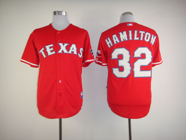 Men Texas Rangers #32 Hamilton Red MLB Jerseys->texas rangers->MLB Jersey